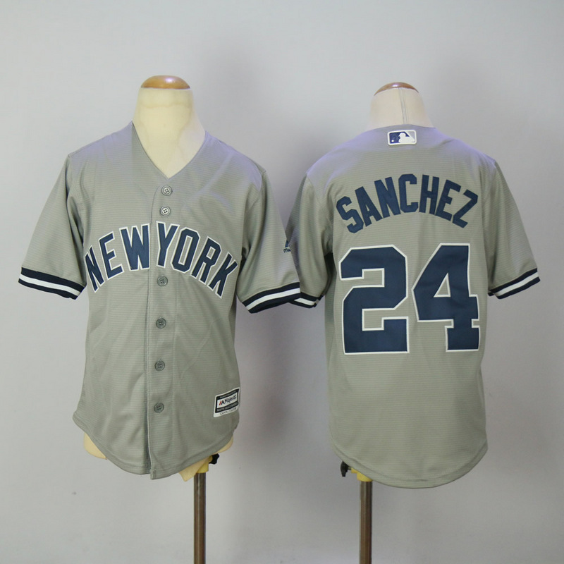 Youth 2017 MLB New York Yankees #24 Sanchez Grey Jerseys->->Youth Jersey
